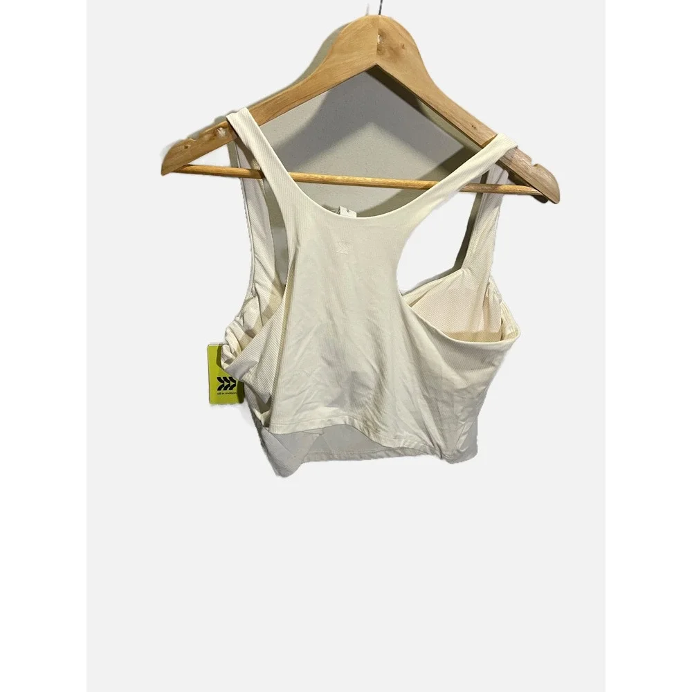 All in Motion Rib Crop Bra Women XL Cream White Racerback Athletic Yoga Tank Top